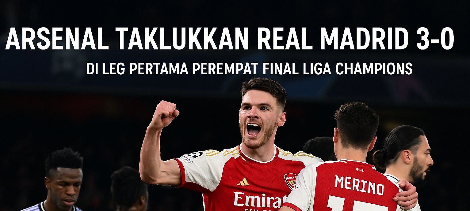 Arsenal Taklukkan Real Madrid 3-0 di Leg Pertama Perempat Final Liga Champions