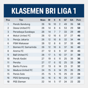 Klasmen Sementara Liga 1 13 April 2025