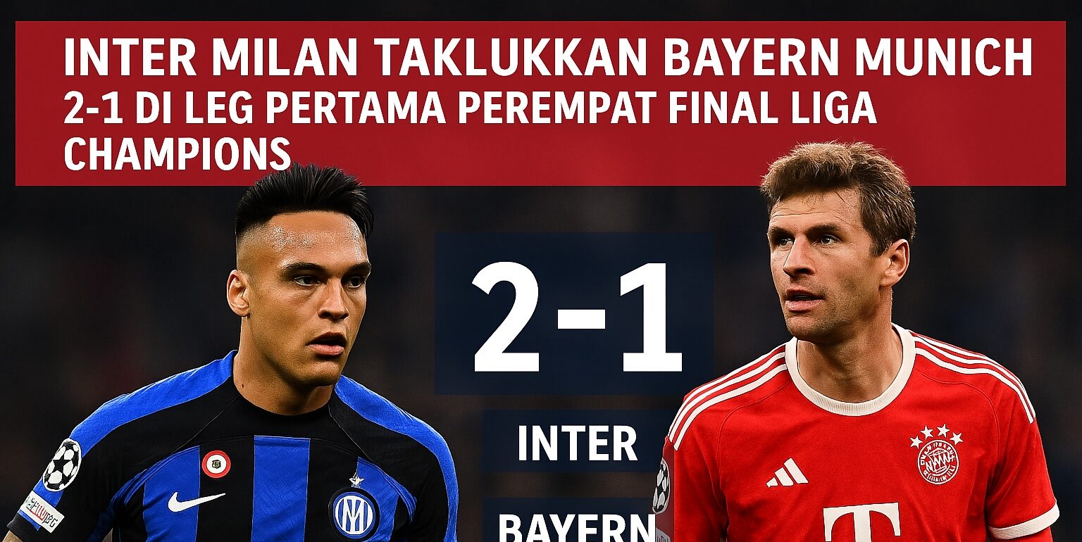 Inter Milan Taklukkan Bayern Munich 2-1 di Leg Pertama Perempat Final Liga Champions